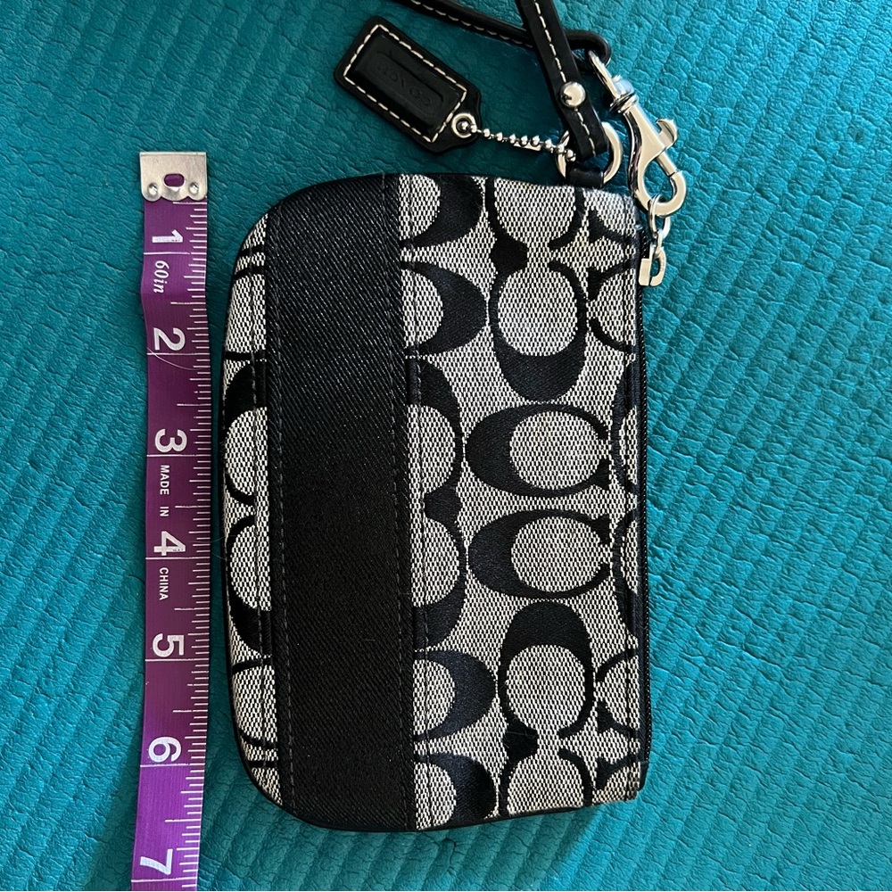 Coach Black and Gray Monogram Wristlet